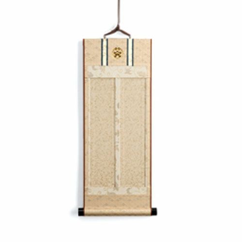 お軸(茶掛) 二連式掛軸 (中) 七宝柄・しっぽうがら (白茶) | KOSEI NET SHOP